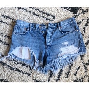Free People Destroyed Denim Shorts